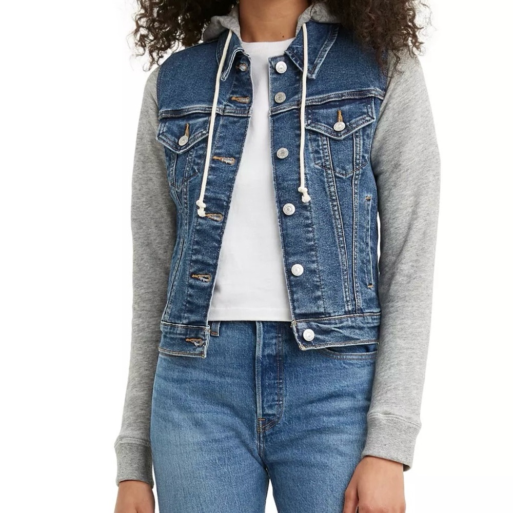 Levi's Blue Jean Jacket with Gray Sleeves